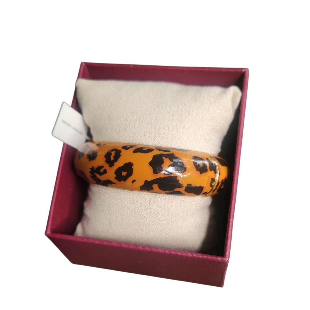 Piper K Leopard Print Bangle Bracelet Gold-tone Magnetic Snap Closure